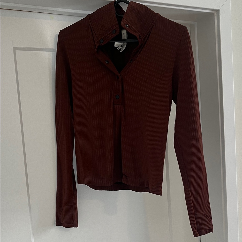 Athleta Brown Button-Down Shirt